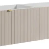 Furnidea Meuble sous double vasque suspendu HARMO 160 cm Façade rainuré cachemire semi-mat