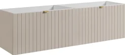 Furnidea Meuble sous double vasque suspendu HARMO 160 cm Façade rainuré cachemire semi-mat