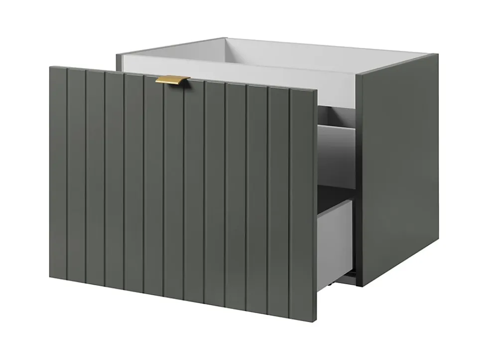 Meuble Sous Lavabo|Furnidea Meuble sous double vasque suspendu HARMO 120 cm Façade rainuré vert semi-mat