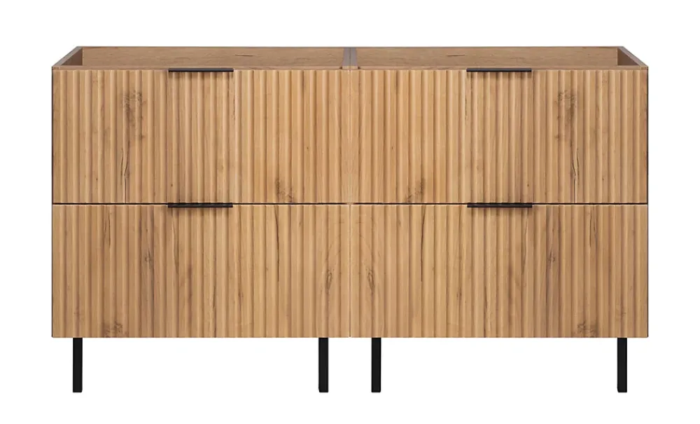 Furnidea Meuble sous double vasque sur pieds FLOW chêne craft 120 cm
