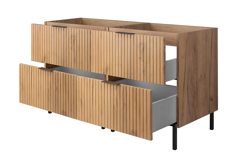 Furnidea Meuble sous double vasque sur pieds FLOW chêne craft 120 cm
