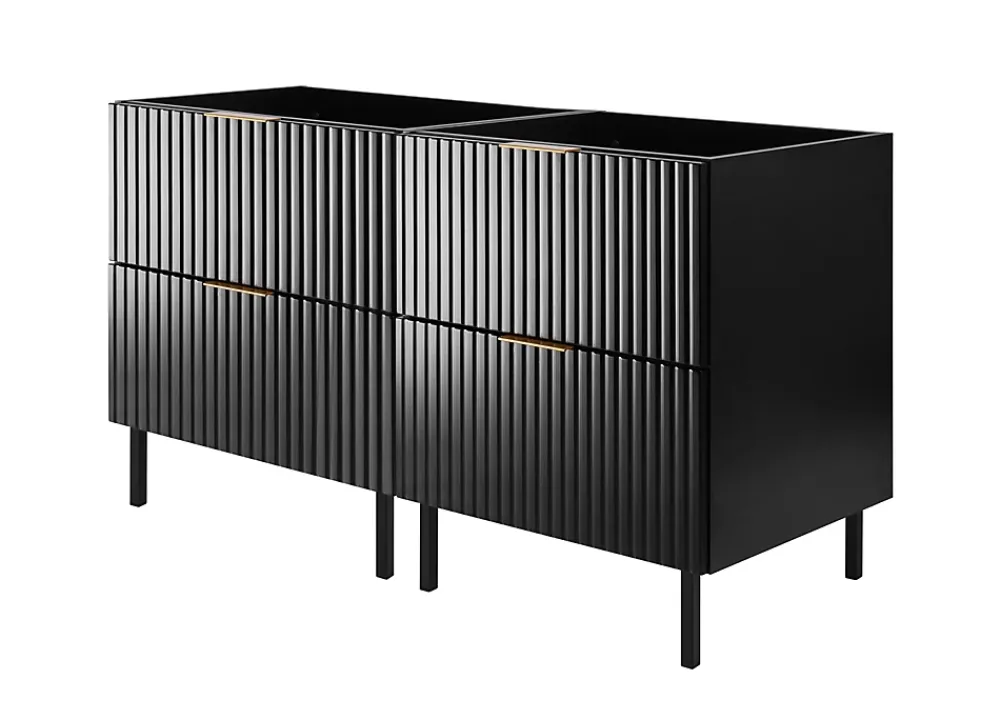 Meuble Sous Lavabo|Furnidea Meuble sous double vasque sur pieds FLOW noir 120 cm