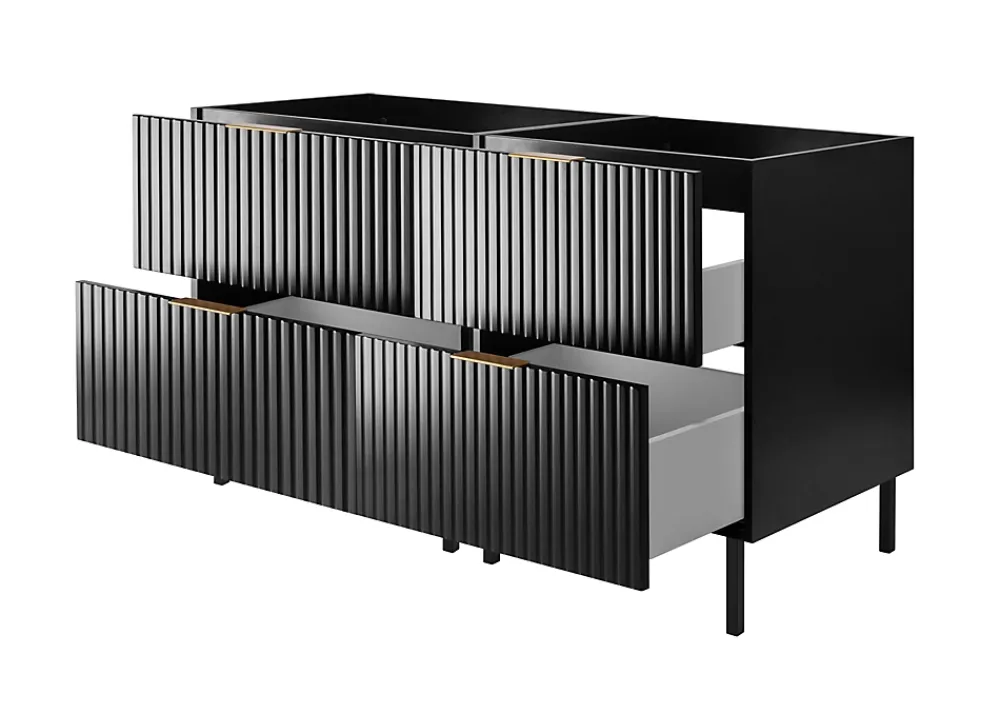 Meuble Sous Lavabo|Furnidea Meuble sous double vasque sur pieds FLOW noir 120 cm