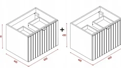 Meuble Sous Lavabo|Furnidea Meuble sous double vasque suspendu HARMO 120 cm Façade rainuré cachemire semi-mat