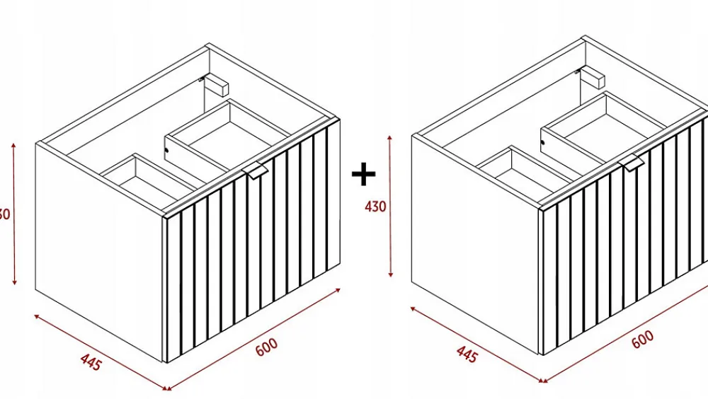 Meuble Sous Lavabo|Furnidea Meuble sous double vasque suspendu HARMO 120 cm Façade rainuré cachemire semi-mat
