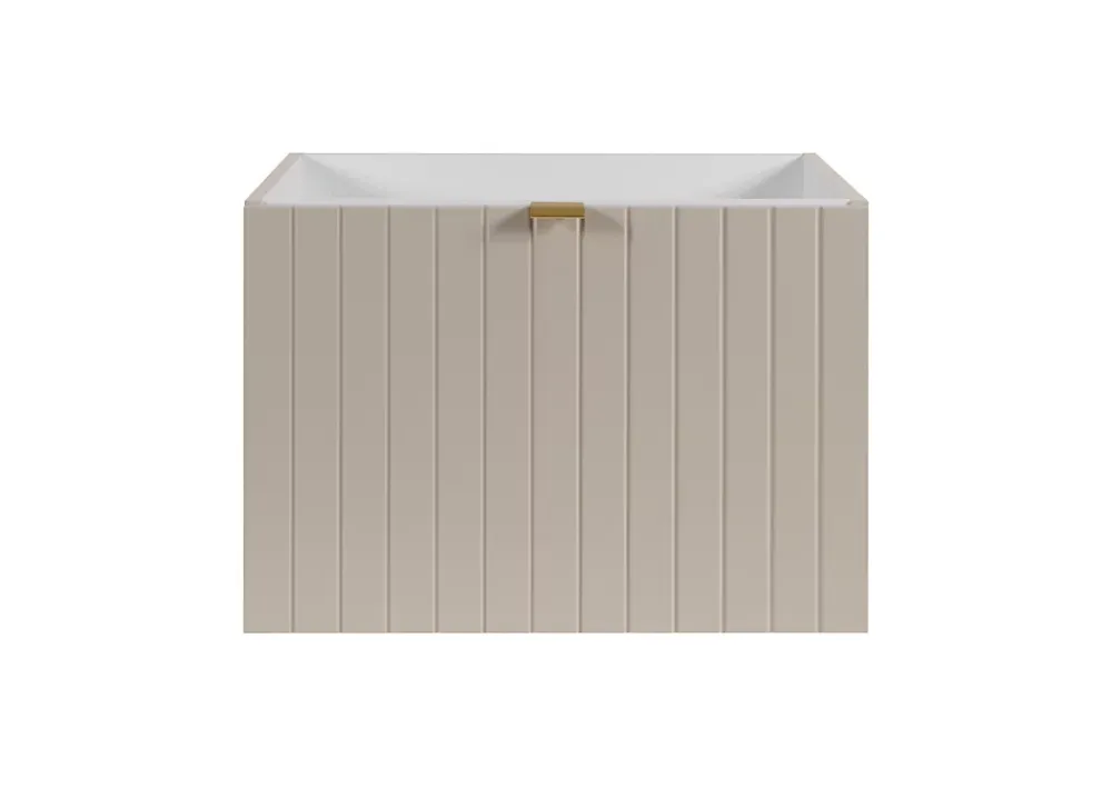 Meuble Sous Lavabo|Furnidea Meuble sous double vasque suspendu HARMO 120 cm Façade rainuré cachemire semi-mat