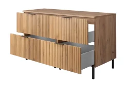 Meuble Vasque|Furnidea Meuble sous double vasque avec plan sur pieds FLOW chêne craft 120 cm