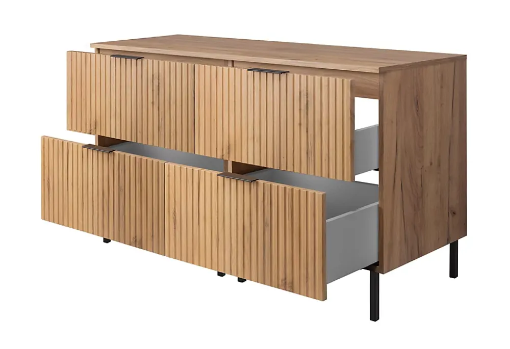 Meuble Vasque|Furnidea Meuble sous double vasque avec plan sur pieds FLOW chêne craft 120 cm