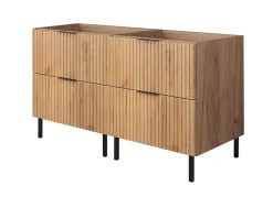 Meuble Vasque|Furnidea Meuble sous double vasque avec plan sur pieds FLOW chêne craft 120 cm