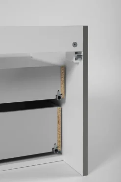 Furnidea Meuble sous double vasque suspendu HARMO 160 cm Façade rainuré vert semi-mat