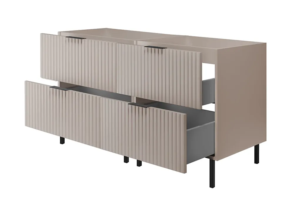 Furnidea Meuble sous double vasque sur pieds FLOW cachemire 120 cm