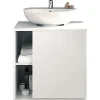 Meuble Sous Lavabo|Pegane Meuble sous lavabo 1 porte coloris blanc brillant - Hauteur 64 x Longueur 59 x Profondeur 45 cm