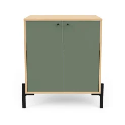 Meuble Vasque|Box & Beyond Meuble sous lavabo 2 portes bois naturel et vert 69 x 50 x 78 cm