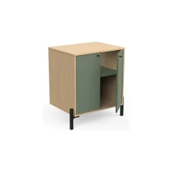 Meuble Vasque|Box & Beyond Meuble sous lavabo 2 portes bois naturel et vert 69 x 50 x 78 cm