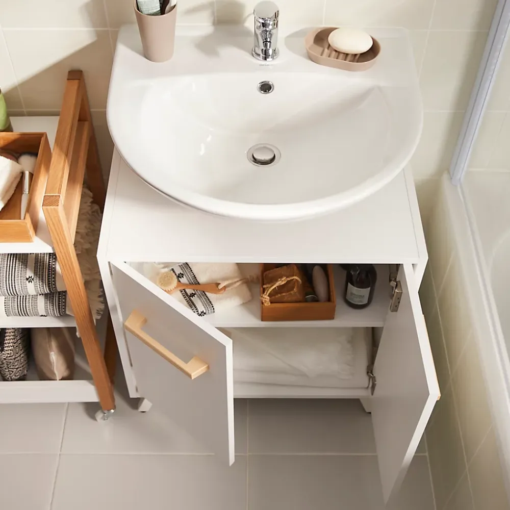 GoodHome Meuble sous lavabo à poser Ladoga L. 60 x H. 65 x P. 36 cm