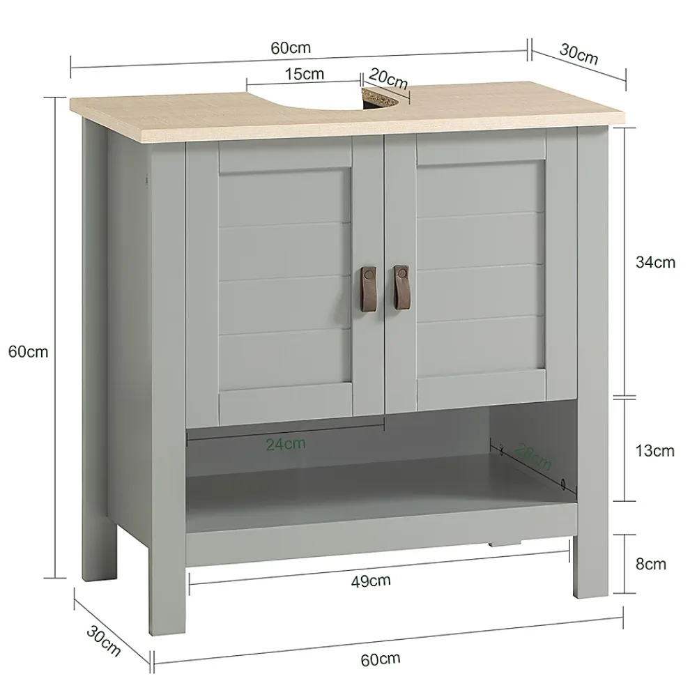 Meuble Sous Lavabo|Sobuy Meuble sous Lavabo avec 2 Portes et 1 Compartiment Ouvert, BZR69-HG,