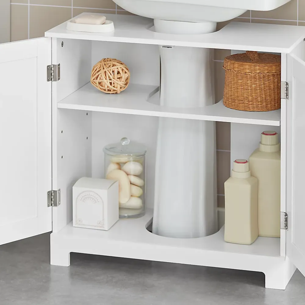 Sobuy Meuble Sous Lavabo Colonne Salle de Bain, BZR18-II-W,