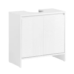 Sobuy Meuble sous Lavabo de Salle de Bain avec 2 Portes et 2 Étagères, Blanc, L60xP30xH61 cm, BZR157-W