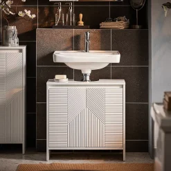 Sobuy Meuble sous Lavabo de Salle de Bain avec 2 Portes et 2 Étagères, Blanc, L60xP30xH61 cm, BZR157-W