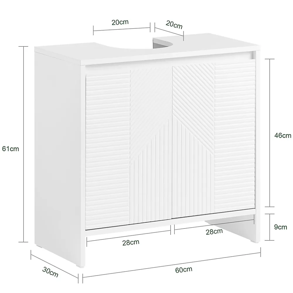 Sobuy Meuble sous Lavabo de Salle de Bain avec 2 Portes et 2 Étagères, Blanc, L60xP30xH61 cm, BZR157-W