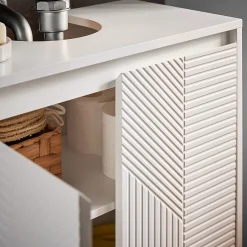Sobuy Meuble sous Lavabo de Salle de Bain avec 2 Portes et 2 Étagères, Blanc, L60xP30xH61 cm, BZR157-W