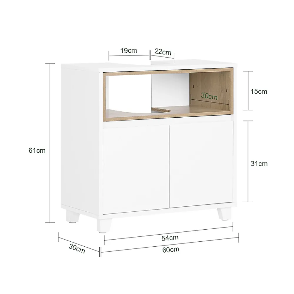 Sobuy Meuble Sous Lavabo de Salle de Bain Meuble évier de Cuisine, 2 Portes, BZR148-W,