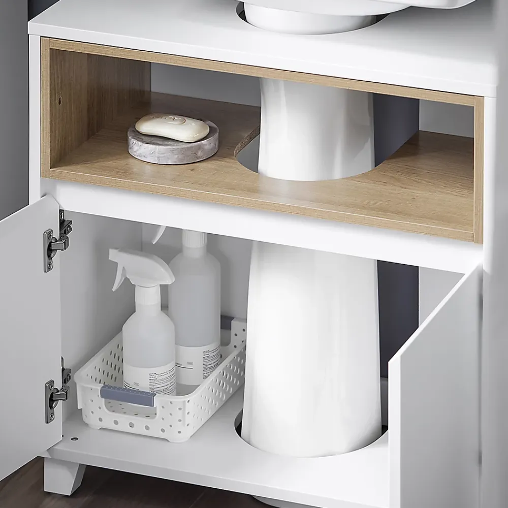 Sobuy Meuble Sous Lavabo de Salle de Bain Meuble évier de Cuisine, 2 Portes, BZR148-W,
