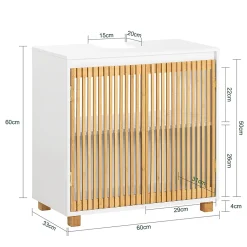 Meuble Sous Lavabo|Sobuy Meuble sous Lavabo de Salle de Bain à 2 Portes en Bambou, BZR125-W,