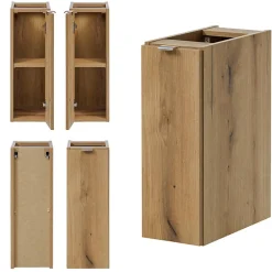 [En.Casa] Meuble sous lavabo double avec 1 porte et 4 tiroirs NEWPORT 140 x 60 x 40 cm effet chêne en.casa