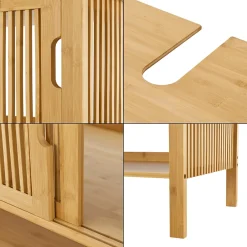Meuble Sous Lavabo|[En.Casa] Meuble sous lavabo Hvaler bambou 60 x 100 x 45 cm en.casa