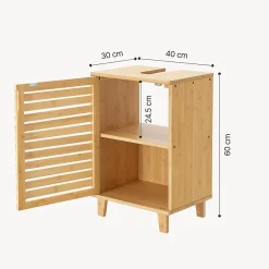 [En.Casa] Meuble sous lavabo Iveland bambou 60 x 40 x 30 cm en.casa