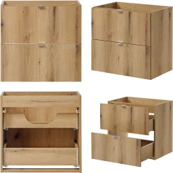 [En.Casa] Meuble sous lavabo NEWPORT 80 x 60 x 40 cm effet chêne en.casa