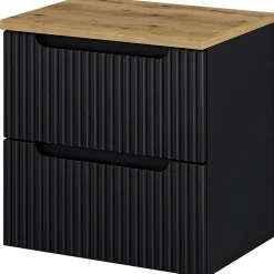 [En.Casa] Meuble sous lavabo Newport 61 x 60 x 40 cm noir effet chêne en.casa
