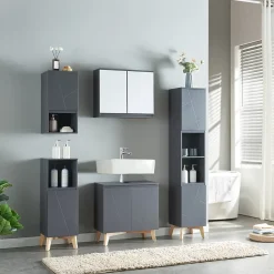 [En.Casa] Meuble sous lavabo Overath 60 x 60 x 30 cm gris en.casa