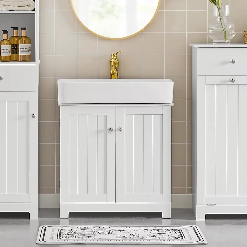 Meuble Sous Lavabo|Sobuy Meuble Sous Lavabo Salle de Bain à 2 étages 2 Portes, BZR18-W,