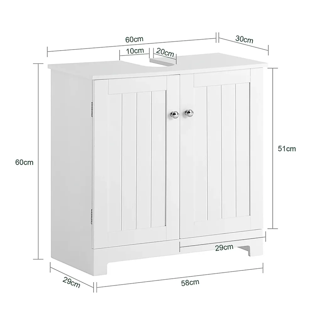 Meuble Sous Lavabo|Sobuy Meuble Sous Lavabo Salle de Bain à 2 étages 2 Portes, BZR18-W,