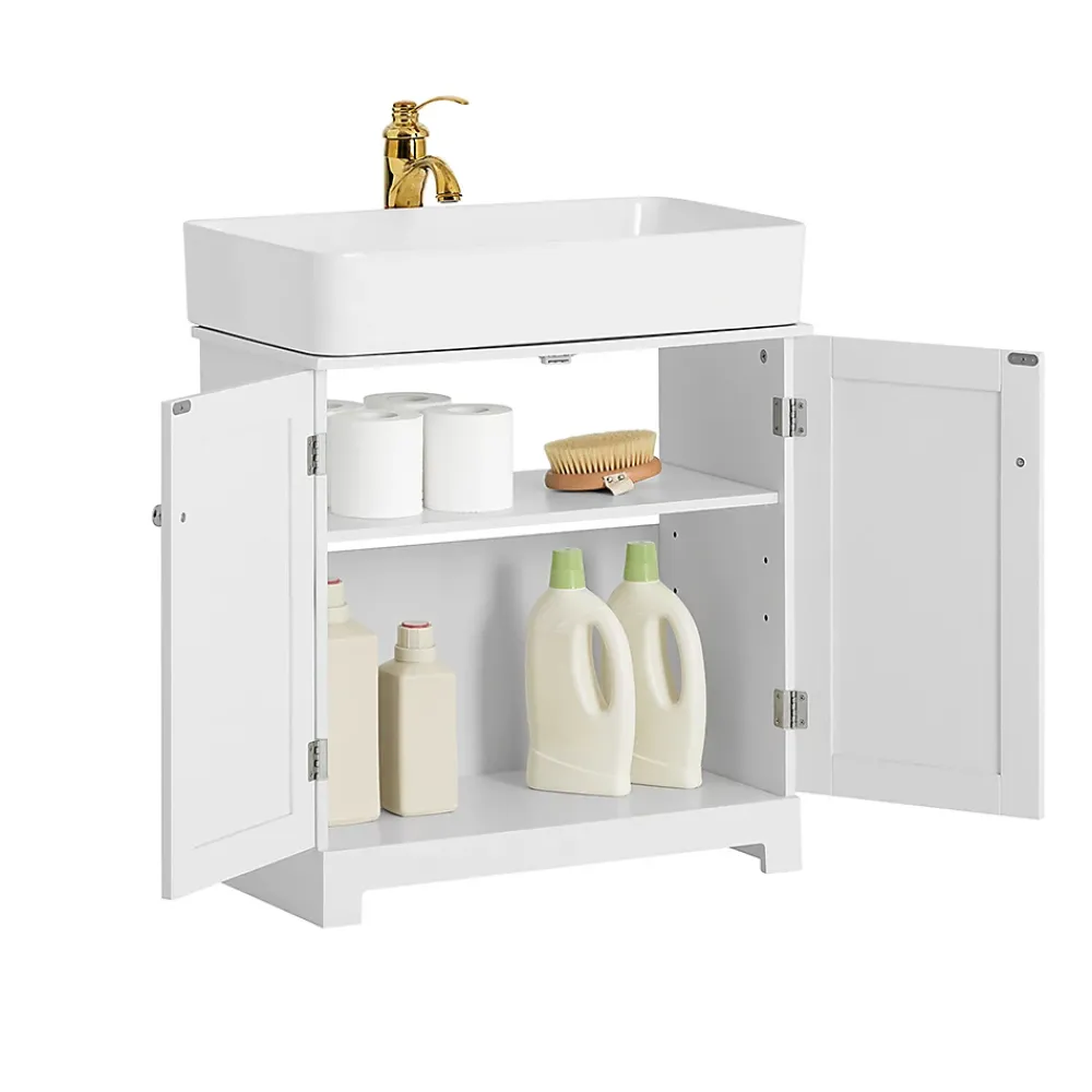 Meuble Sous Lavabo|Sobuy Meuble Sous Lavabo Salle de Bain à 2 étages 2 Portes, BZR18-W,