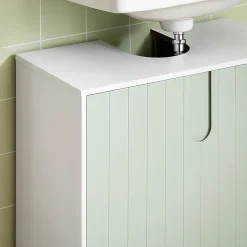 Sobuy Meuble sous Lavabo Salle de Bain, Meuble sous Vasque avec 2 Portes, , BZR139-GR