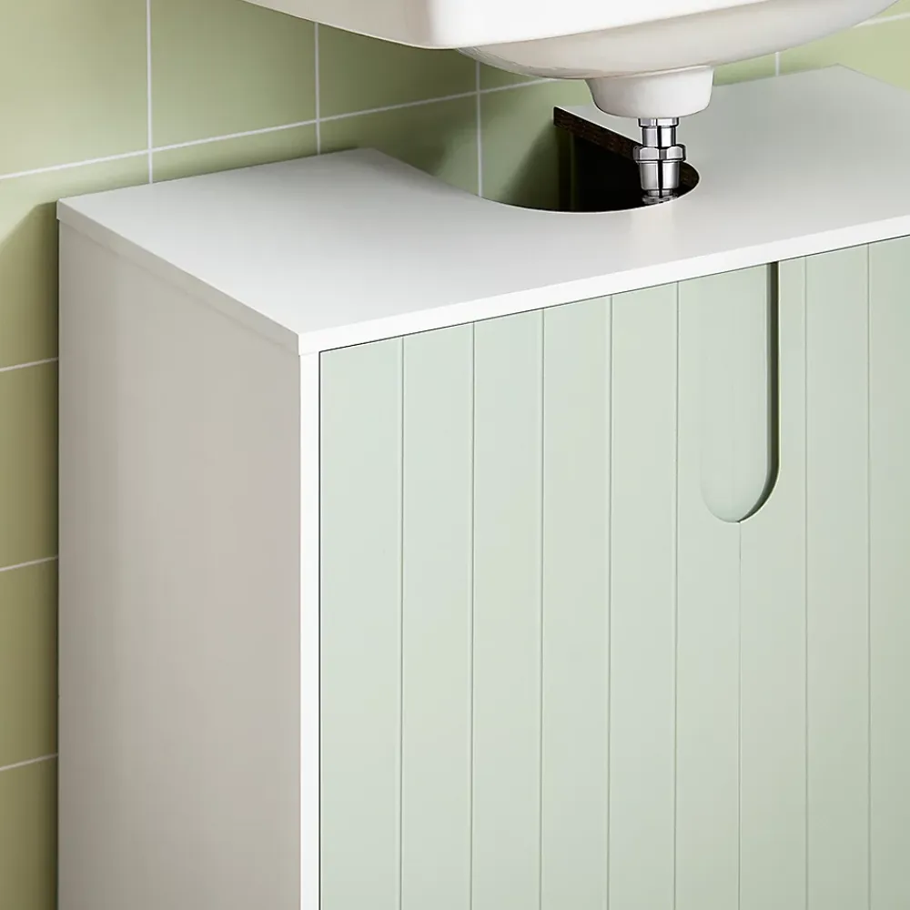 Sobuy Meuble sous Lavabo Salle de Bain, Meuble sous Vasque avec 2 Portes, , BZR139-GR