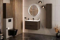 Meuble Sous Lavabo|Furnidea Meuble sous lavabo suspendu TERRA VILLA coloris noyer foncé 80 cm