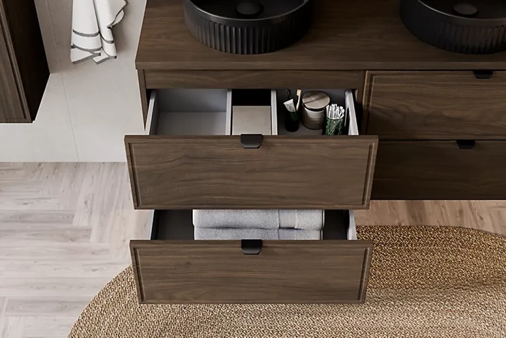 Meuble Sous Lavabo|Furnidea Meuble sous lavabo suspendu TERRA VILLA coloris noyer foncé 80 cm
