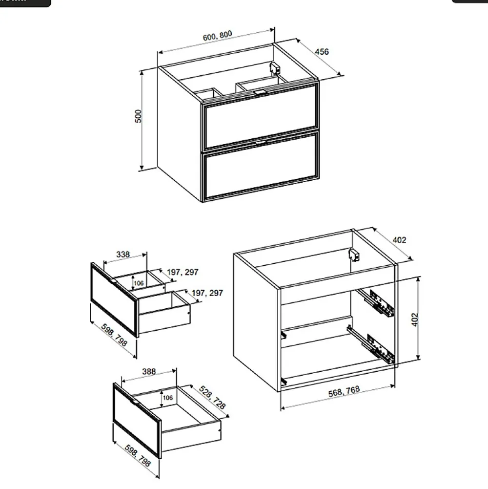 Otitec Meuble sous vasque - 80 cm - MÖRK