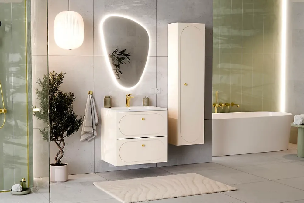 Otitec Meuble sous vasque - 60 cm - 2 tiroirs - SAND