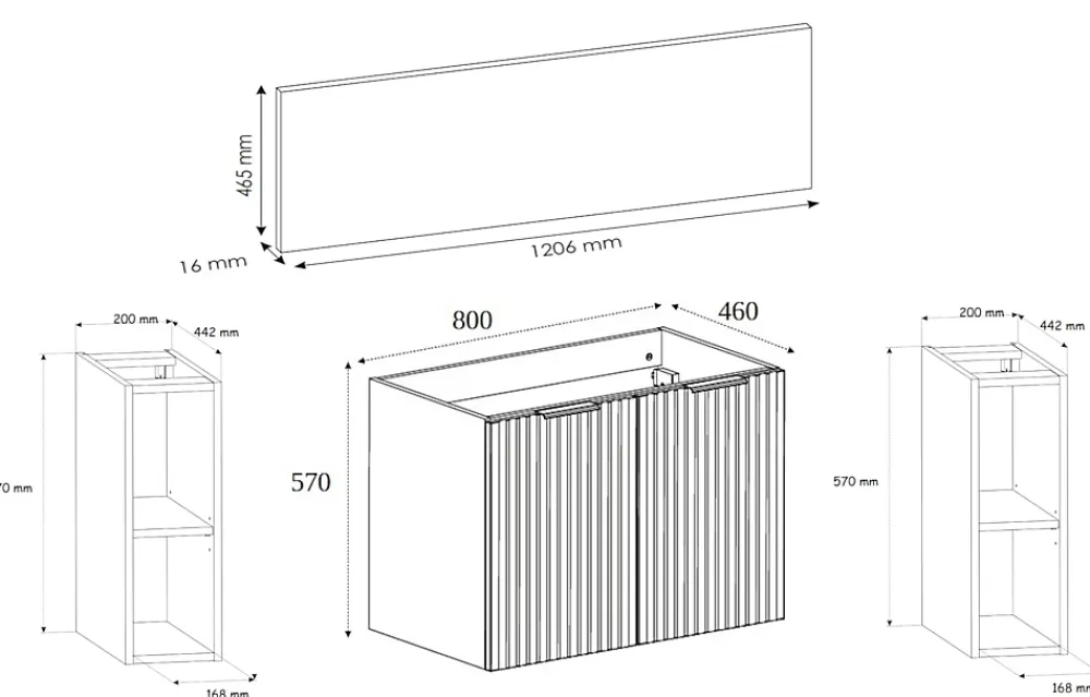 Meuble Vasque|Furnidea Meuble sous vasque à 2 portes FLOW CHÊNE 120 cm avec 2 x l'étagères - extensions et plan