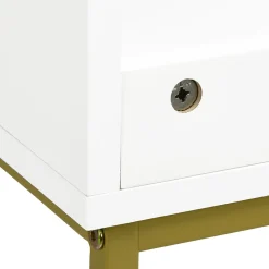 Meuble Sous-Vasque|kleankin Meuble sous vasque - 2 portes - dim. 60L x 30l x 65H cm - acier doré MDF blanc