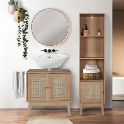 Meuble Sous Lavabo|The Home Deco Factory Meuble sous vasque 2 portes Bali en cannage