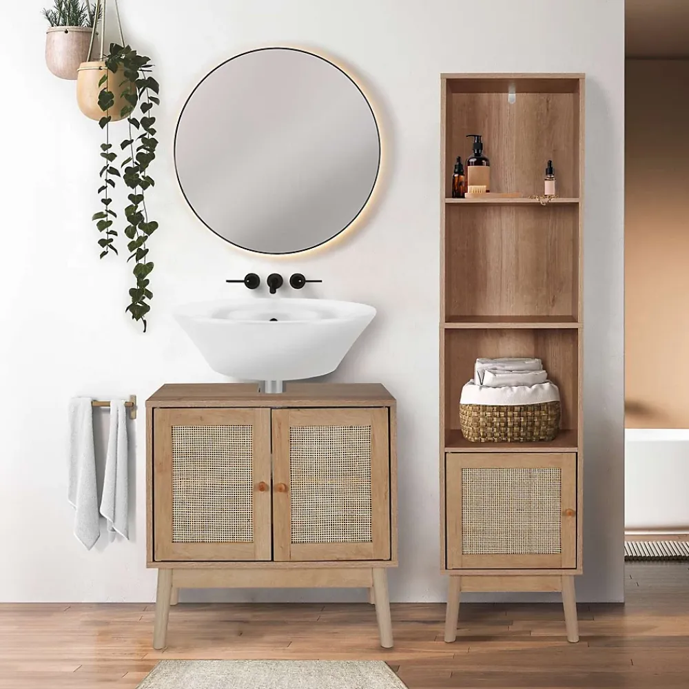 Meuble Sous Lavabo|The Home Deco Factory Meuble sous vasque 2 portes Bali en cannage