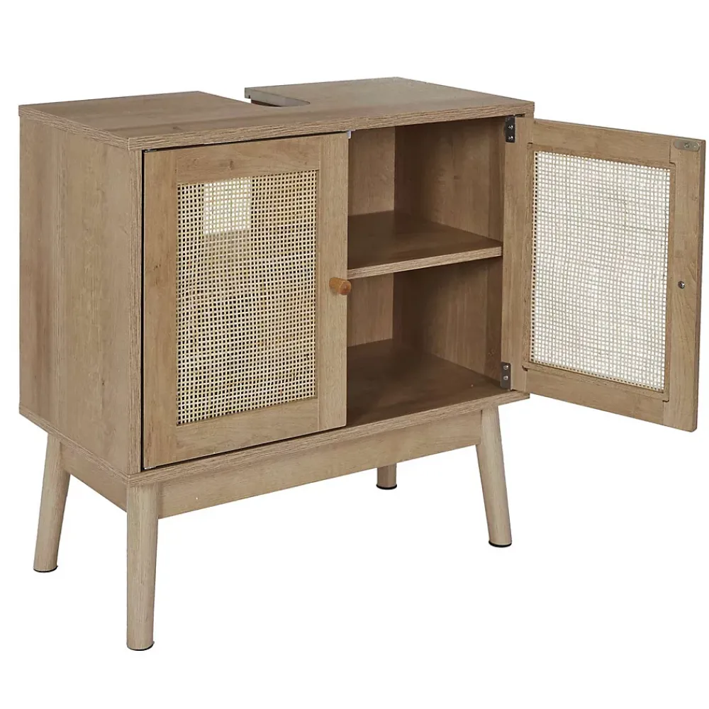 Meuble Sous Lavabo|The Home Deco Factory Meuble sous vasque 2 portes Bali en cannage