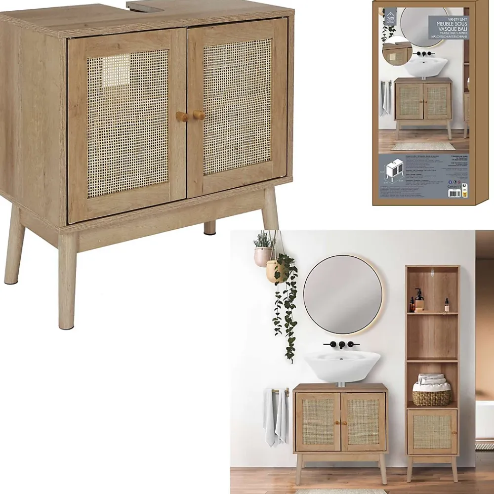 Meuble Sous Lavabo|The Home Deco Factory Meuble sous vasque 2 portes Bali en cannage