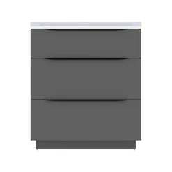 Meuble Buanderie|Meuble Sous-Vasque| Meuble sous vasque à poser gris anthracite brillant l.80 x H.88 x P.50 cm, Pamili